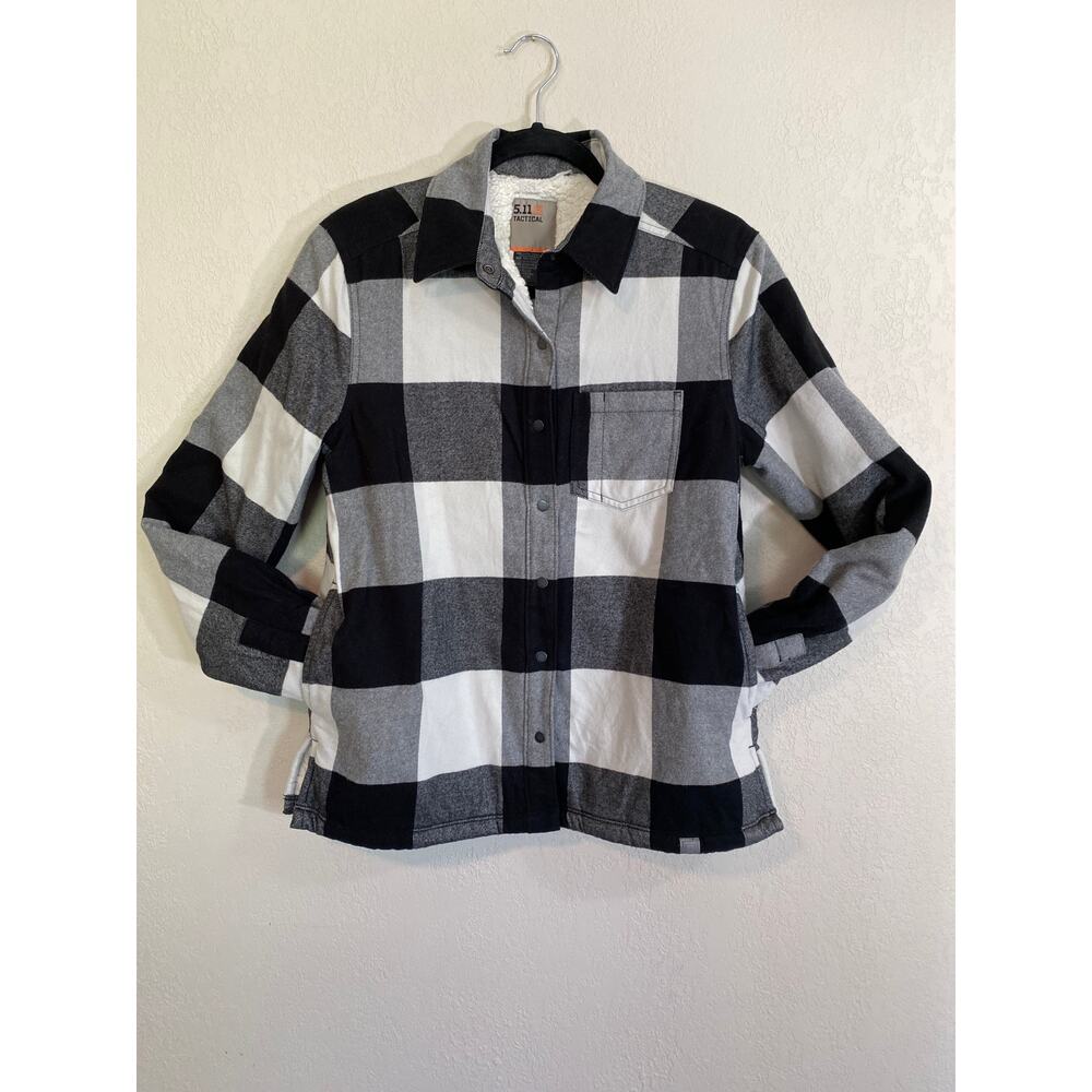 5.11 Tactical Men’s Sherpa-Lined SM Plaid Black & White Flannel Jacket